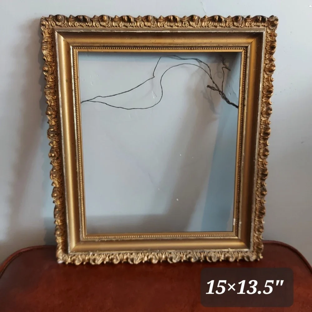 Vintage Ornate Gold Gilded Wood Picture Frame 15x13.5 Baroque Rococo Style Art